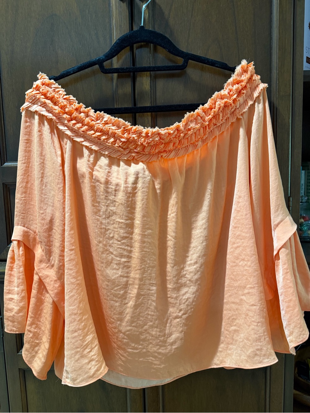 Vince Camuto Peach Off-Shoulder Ruffle Blouse